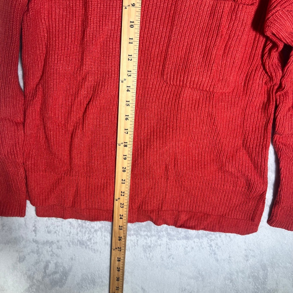 Madewell Sweater Women Small Orange Ribbed Crewneck Pocket Cotton Blend Pullover - Picture 6 of 6